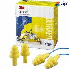 3M 340-4004 - 100 Pairs ​Reusable corded E.A.R Ultrafit Yellow Earplugs M3404004