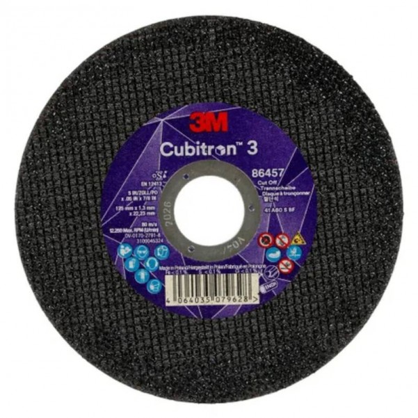 3M UU012138986 - 125 x 1.3 x 22.23 mm Cubitron 3 86457 60+ Grit T41 EN Cut-Off Wheel Cutting Discs