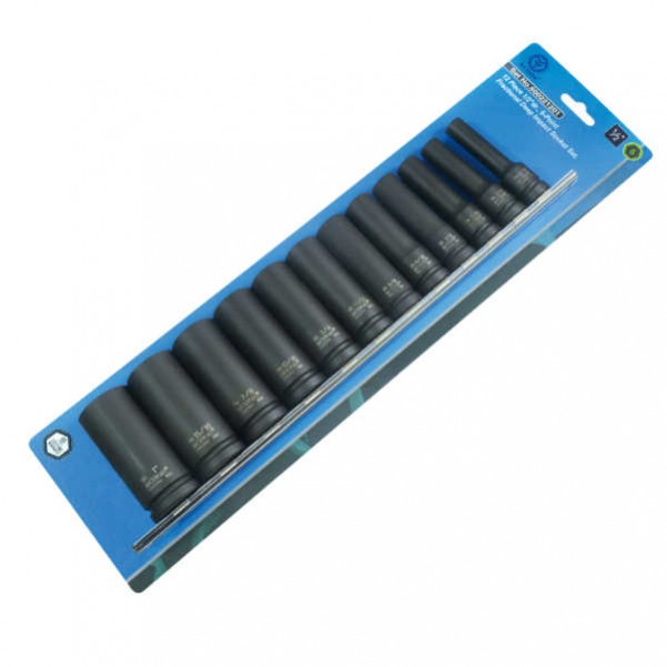 Action 600221201 - 12 Piece 1/2 Drive 6-Point Imperial Deep Impact Socket Set Socket Sets