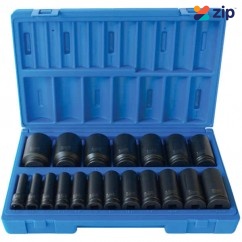 Action 600221901 - 19 Piece 1/2 Drive 6-Point Imperial Deep Impact Socket Set
