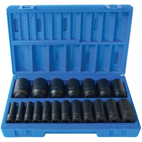 Action 600221901 - 19 Piece 1/2 Drive 6-Point Imperial Deep Impact Socket Set Socket Sets