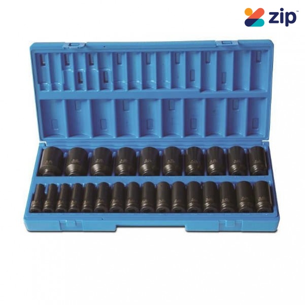 Action 605222601 - 26 Piece 1/2 Drive 6-Point Metric Deep Impact Socket Set