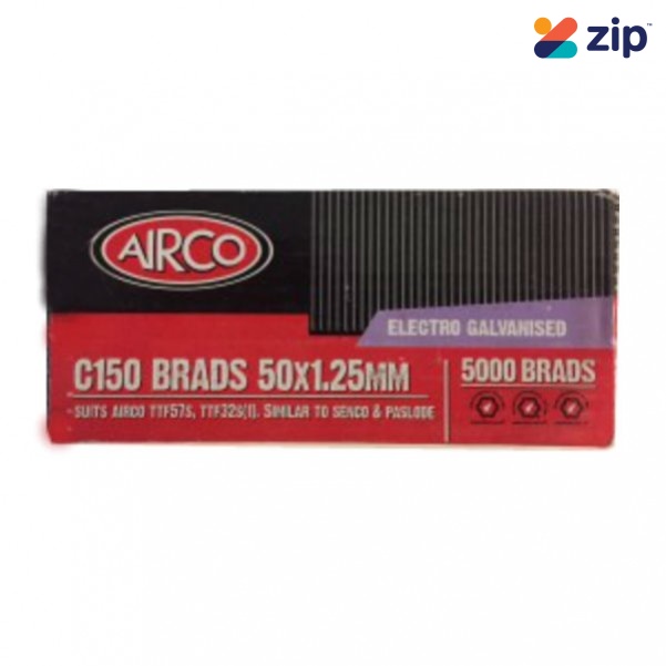Airco C150 - 50mm x 1.25mm C1 Series Electro Galvanised Brads BF18500