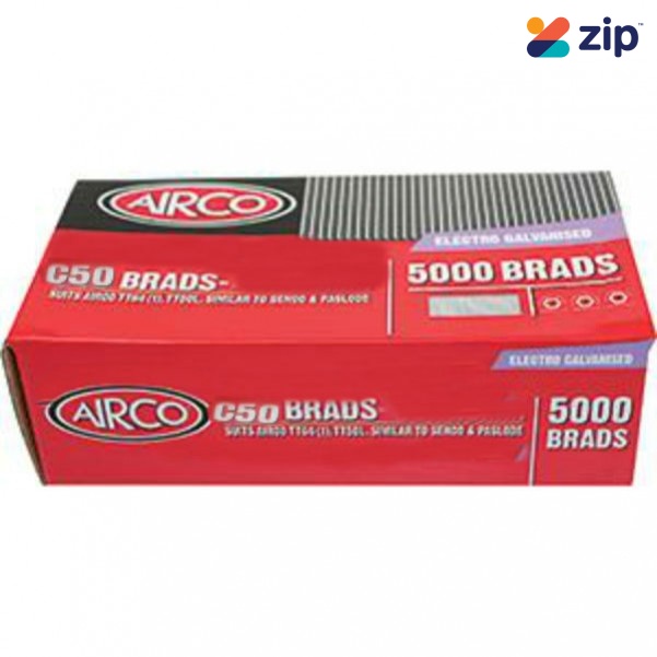 Airco C50 - 50mm x 1.60mm Electro Galvanised Brads BC16500