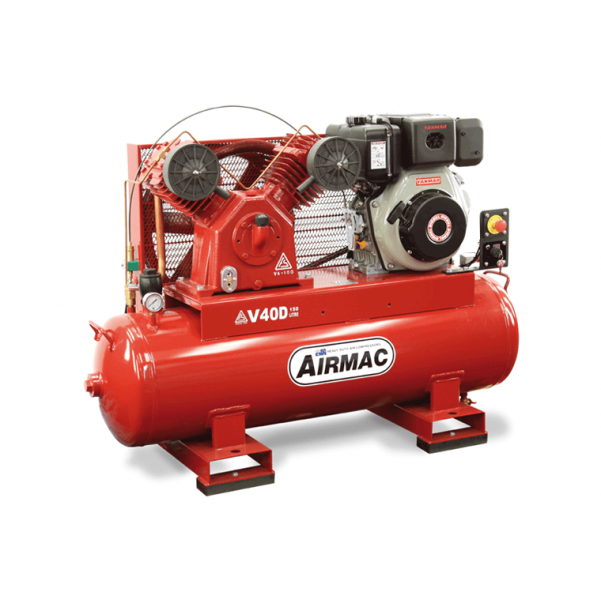 Glenco Airmac V40D ES - 39.1cfm 150L 2Cyl Air Compressor Electric Start