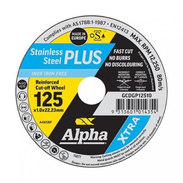 Alpha GCDGP12510-10 - 10 Pack 125 x 1.0mm Alpha Stainless Steel Plus Cutting Disc