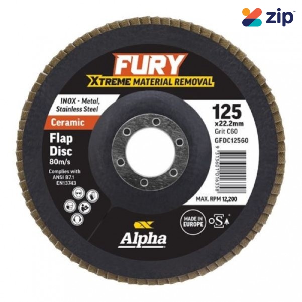 Alpha GFDC12560 - 125mm C60 Grit Fury Ceramic Flap Disc