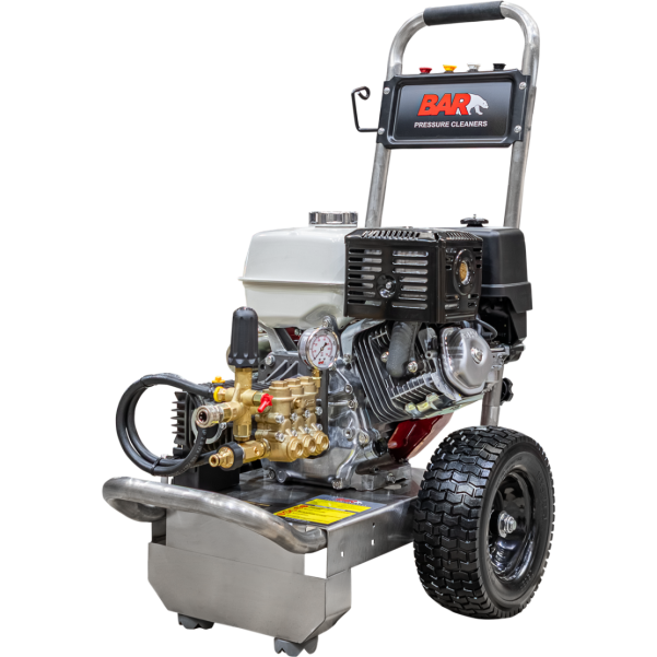 BAR 4013C-HES - 4000PSI 13hp Honda Petrol Electric Start Pressure Cleaner - Stainless Steel Trolley