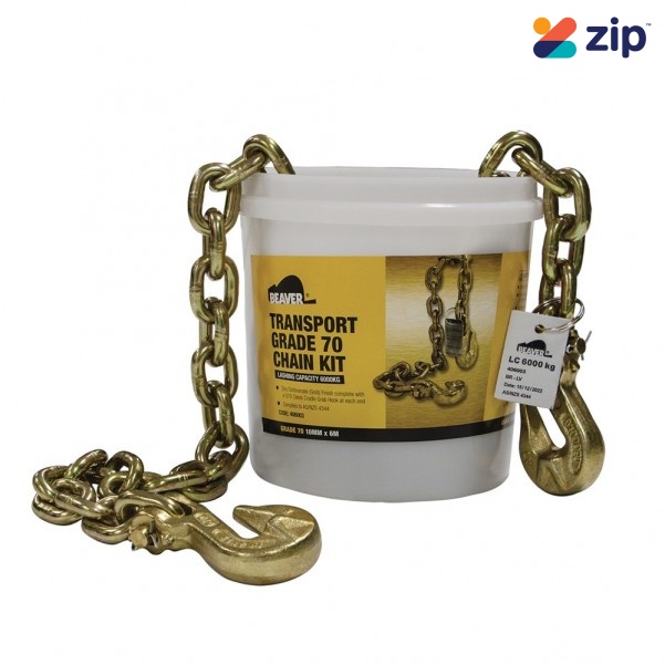 Beaver 409003 - Beaver Grade 70 Transport Load Chain Kit, 7mm x 6m, Regular Grab Hooks, LC 3000kg
