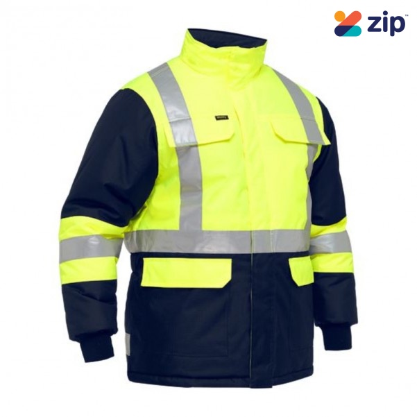 Bisley BJ6450T_TT04 - Yellow X Taped Two Tone Hi Vis Freezer Jacket