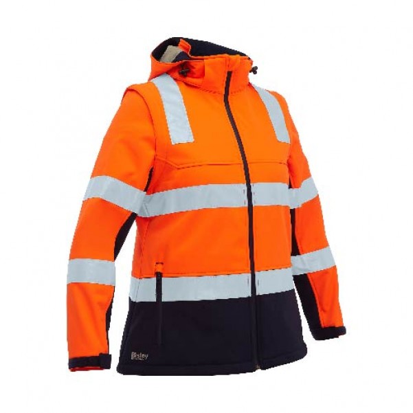 Bisley BJL6078T Women's Taped Two Tone Hi Vis 3-in-1 Soft Shell Jacket - Orange / Navy