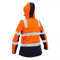Bisley BJL6078T Women's Taped Two Tone Hi Vis 3-in-1 Soft Shell Jacket - Orange / Navy