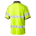 Bisley BK1219T_TT04 - 100% Polyester Yellow Navy Taped HI VIS Mesh Short Sleeve Polo Shirt