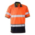 Bisley BK1219T_TT05 - 100% Polyester Orange Navy Taped HI VIS Mesh Short Sleeve Polo Shirt Workwear Shirts