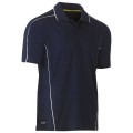 Bisley BK1425_BPCT - 100% Polyester Navy Reflective Piping Cool Mesh Polo Workwear Shirts