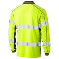 Bisley BK6219T_TT04 - 100% Polyester Yellow Navy Taped HI VIS Mesh Long Sleeve Polo Shirt