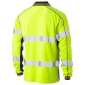 Bisley BK6219T_TT04 - 100% Polyester Yellow Navy Taped HI VIS Mesh Long Sleeve Polo Shirt Workwear Shirts