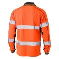 Bisley BK6219T_TT05 - 100% Polyester Orange Navy Taped HI VIS Mesh Long Sleeve Polo Shirt Workwear Shirts