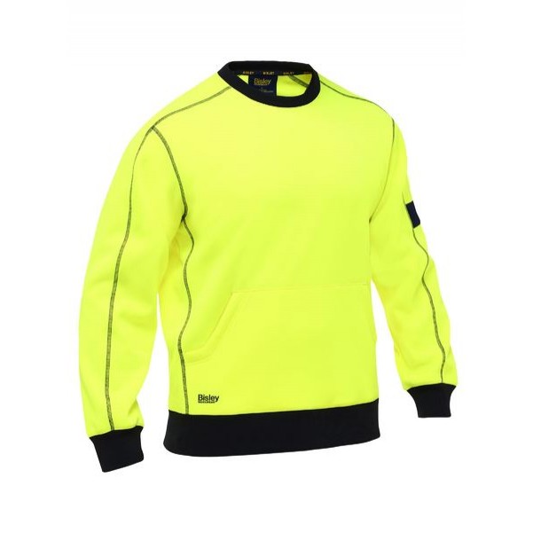 Bisley BK6722 Work Fleece Crew Neck Jumper - Yellow
