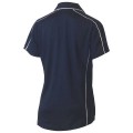 Bisley BKL1425_BPCT - 100% Polyester Navy Reflective Piping Women's Cool Mesh Short Sleeve Polo Shirt