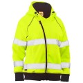 Bisley BKL6819T_BF51 - 100% Polyester Yellow Women's Taped HI VIS Fleece Zip Front Hoodie