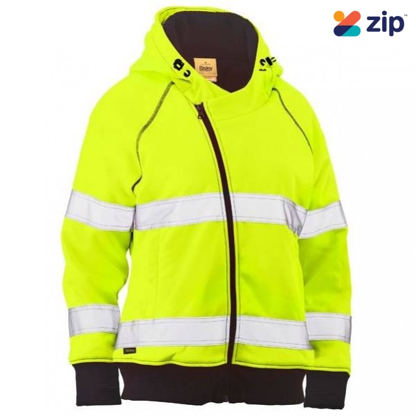 Bisley BKL6819T_BF51 - 100% Polyester Yellow Women's Taped HI VIS Fleece Zip Front Hoodie Others