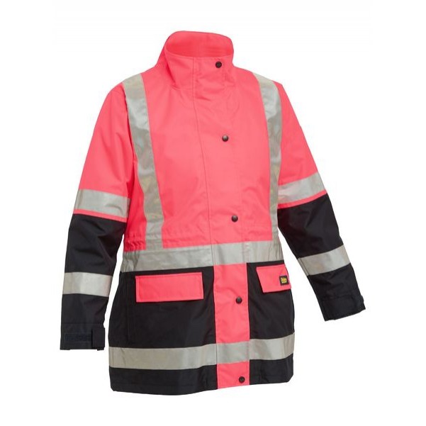 Bisley BKL6975 Women's Taped Hi Vis 5 in 1 Rain Jacket - Pink / Navy