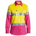Bisley BL6696T_TT33 - Yellow/Pink Women's Taped Hi Vis Cool Lightweight Shirt