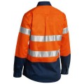 Bisley BLT6456_TT02 - 100% Cotton Orange/Navy Women's Taped HI VIS Drill Shirt