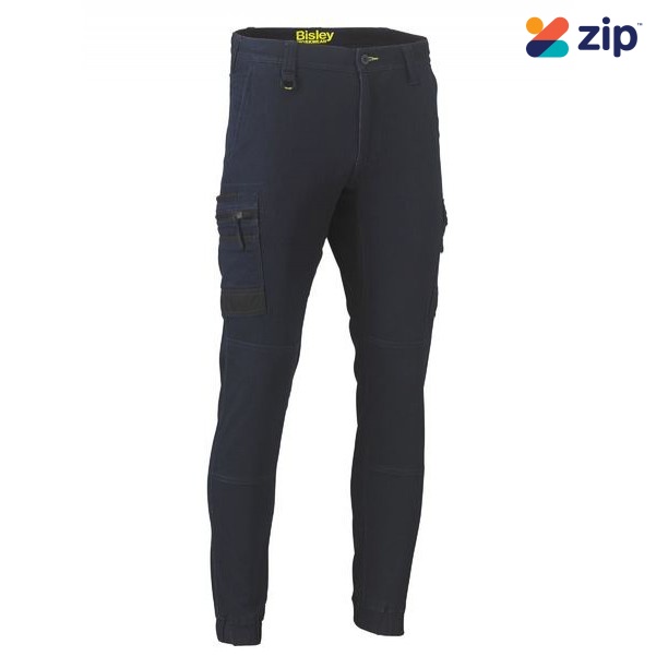 Bisley BPC6335T Flx & Move Taped Stretch Denim Cargo Cuffed Pants - Light Denim