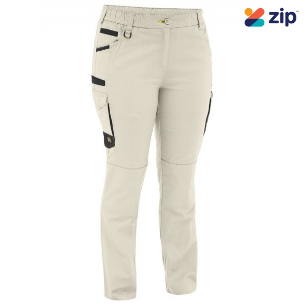 Bisley BPCL6338 Women's Flx & Move™ Stretch Canvas Elastic Waist Cargo Pants - Stone