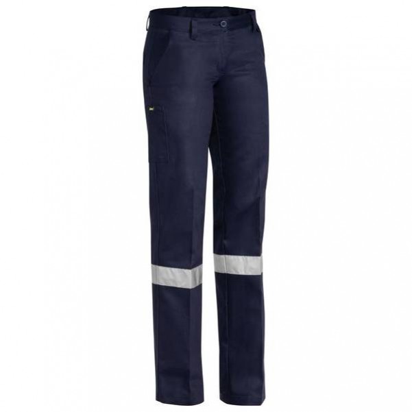 Bisley BPL6007T_BPCT - 100% Cotton Navy Women's Taped Original Drill Work Pants