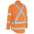 Bisley BS6166XT_BVOR- 100% Cotton Rail Orange X Taped Biomotion HI VIS Cool Lightweight Drill Shirt