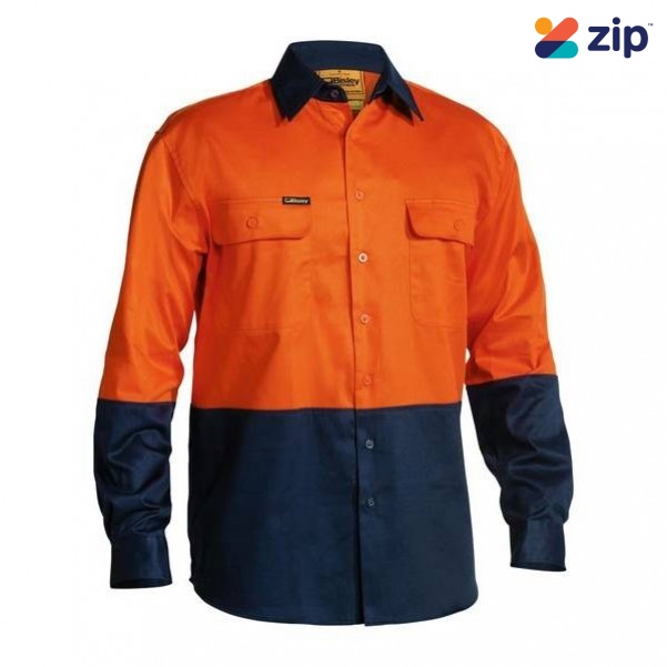 Bisley BS6267_TT02 - 100% Cotton Orange Navy HI VIS Drill Shirt
