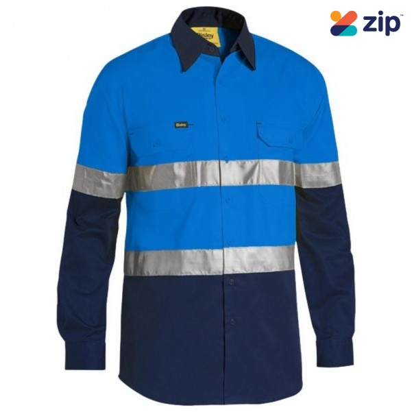 Bisley BS6696T_TT20 - Blue/Navy Taped Hi Vis Cool Lightweight Shirt