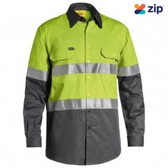 Bisley BS6696T_TT36 - Lime / Charcoal Taped Hi Vis Lightweight Shirt