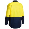 Bisley BS6895_TT01 - 100% Cotton Yellow Navy HI VIS Cool Lightweight Drill Shirt Workwear Shirts
