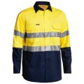 Bisley BS6896_TT01 - 100% Cotton Yellow Navy Taped HI VIS Cool Lightweight Shirt Workwear Shirts