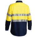 Bisley BS6896_TT01 - 100% Cotton Yellow Navy Taped HI VIS Cool Lightweight Shirt Workwear Shirts