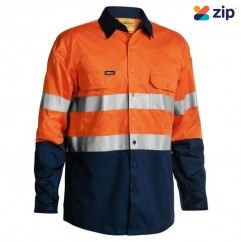 Bisley BS6896_TT02 - 100% Cotton Orange Navy Taped HI VIS Cool Lightweight Shirt