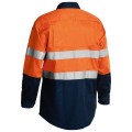 Bisley BS6896_TT02 - 100% Cotton Orange Navy Taped HI VIS Cool Lightweight Shirt Workwear Shirts