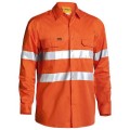 Bisley BS6897_BVEO - 100% Cotton Orange Taped Hi Vis Cool Lightweight Drill Shirt Workwear Shirts