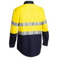 Bisley BSC6896_TT01 - 100% Cotton Yellow/Navy Taped HI VIS Closed Front Cool Lightweight Shirt Others
