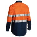 Bisley BSC6896_TT02 - 100% Cotton Orange/Navy Taped HI VIS Closed Front Cool Lightweight Shirt