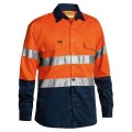 Bisley BT6456_TT02 - 100% Cotton Orange Navy Taped HI VIS Drill Shirt