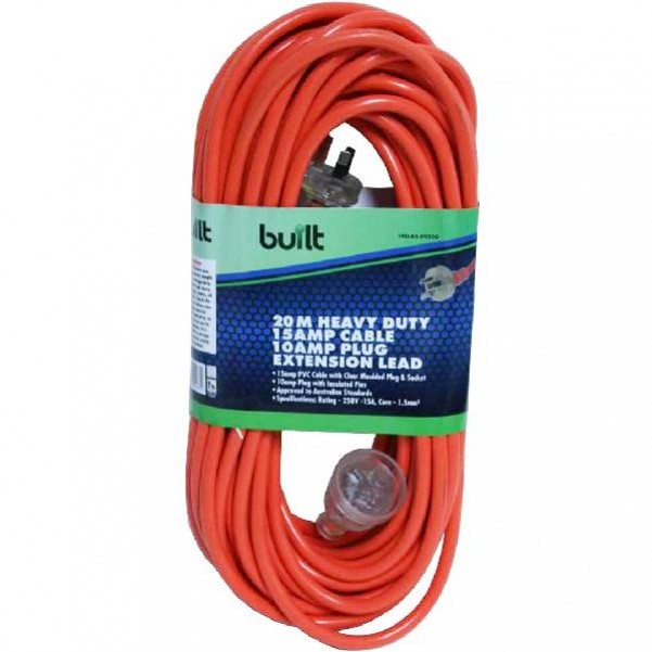 built LEAD20 - 20m 15Amp Cable 10Amp Plug Socket Extension Lead 190-52-59220