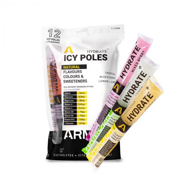 Body Armour BAIPP12P - Hydrate+ Hypotonic Icy Poles PKT12 Hydration & Snacks