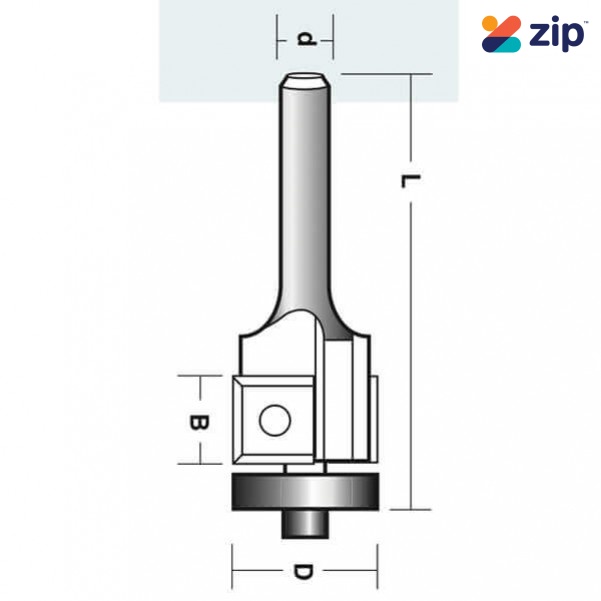 Carb-I-Tool R 1912 B - 6.35 mm (1/4”) One Bearing Two Flute Flush Trmming Bit