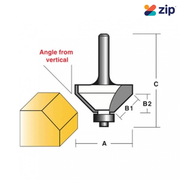 Carb-I-Tool TX8122B1/2 - 1/2" Shank 22.5 Degree Chamfering Bits