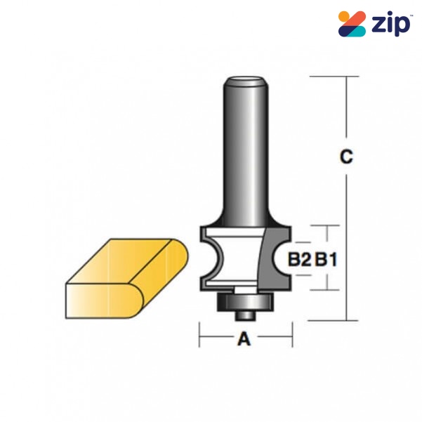 Carb-I-Tool TBN3B -  1/4” Shank Bull Nose Radius Bits